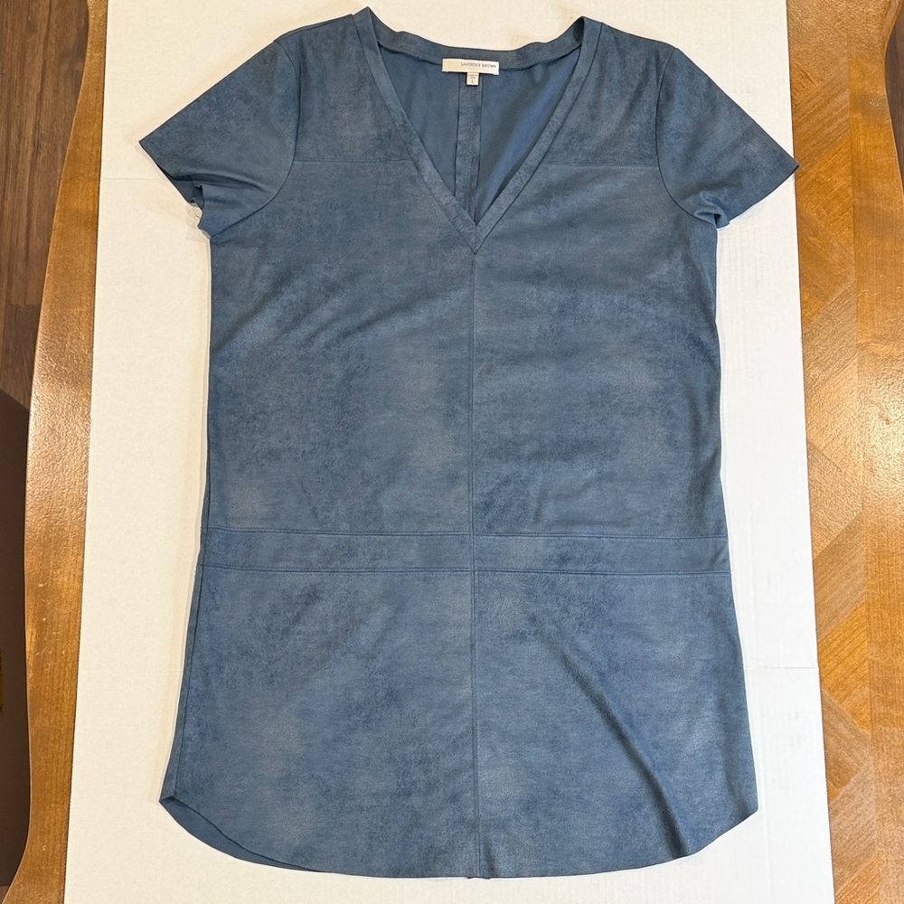 Lavender Brown Faux Suede Mini Dress in Blue